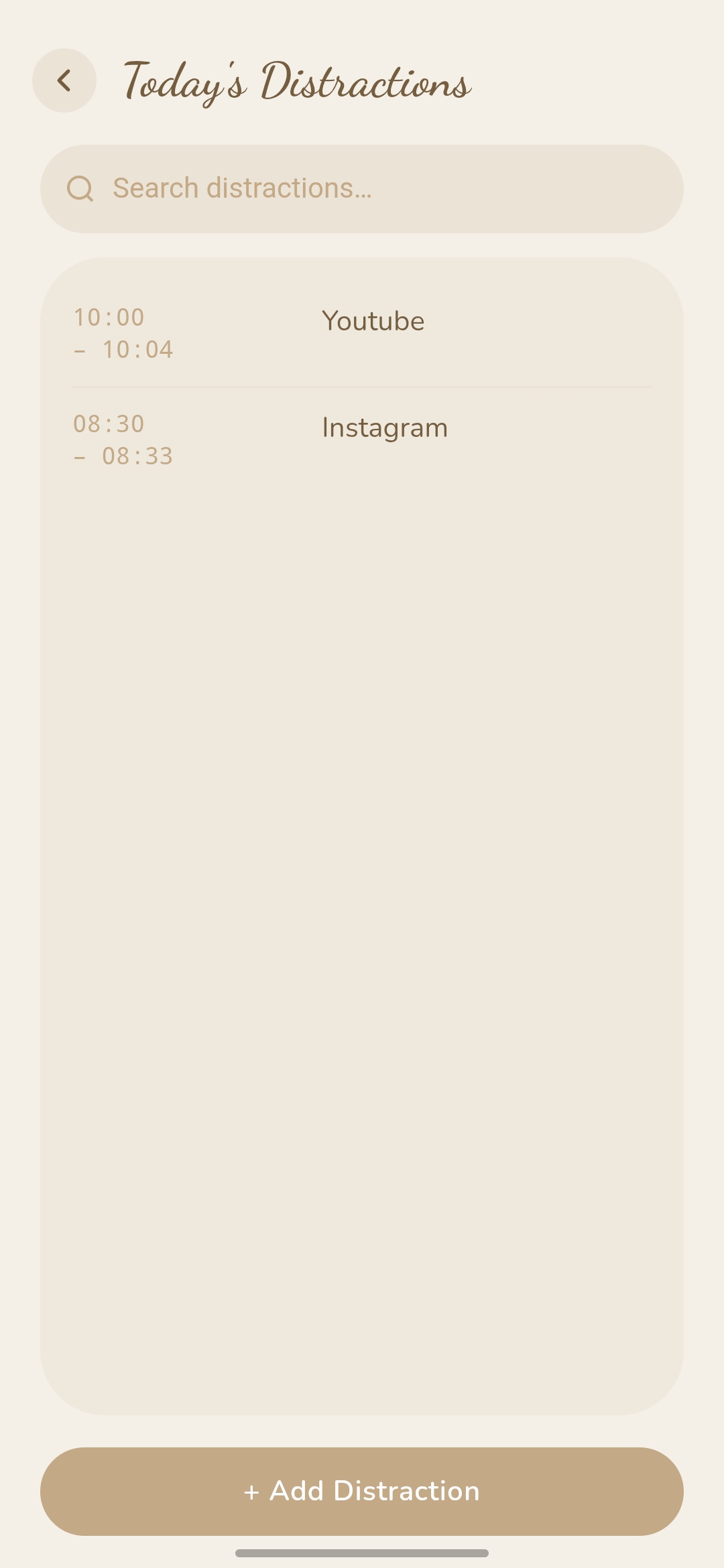 Studia distraction log